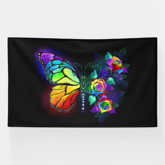 Banderoles Papillon arc-en-ciel (Horizontal)