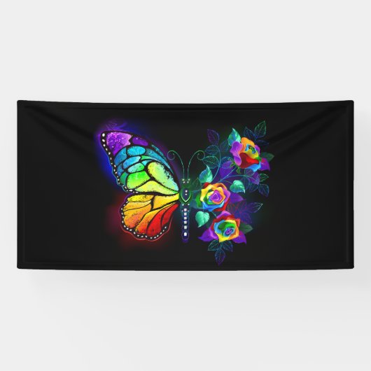 Banderoles Papillon arc-en-ciel (Horizontal)