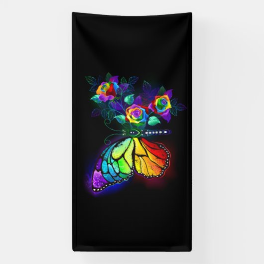 Banderoles Papillon arc-en-ciel (Verticale)