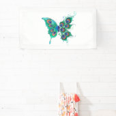 Banderoles Papillon aux plumes de paon vert (Insitu)