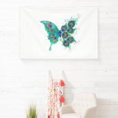 Banderoles Papillon aux plumes de paon vert (Insitu)