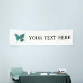 Banderoles Papillon aux plumes de paon vert (Salon professionnel)