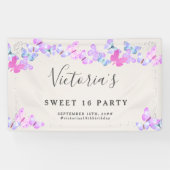 Banderoles Papillon Ciel rose Aquarelle Papillons (Horizontal)