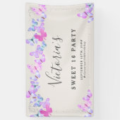 Banderoles Papillon Ciel rose Aquarelle Papillons (Vertical)