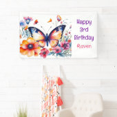 Banderoles Papillon en fleurs Fille d'anniversaire fille (En situation)
