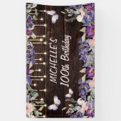 Banderoles Papillon floral rose pourpre Rustique 100e anniver (Vertical)