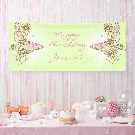 Banderoles Papillon Rose Citron Vert (Fête)