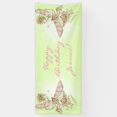 Banderoles Papillon Rose Citron Vert (Vertical)