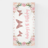 Banderoles Papillon rose parties scintillant Anniversaire Ban (Verticale)
