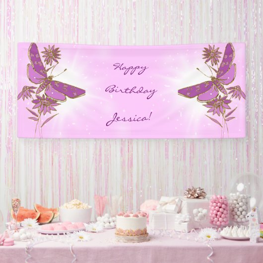 Banderoles Papillon Rose Violet (Fête)