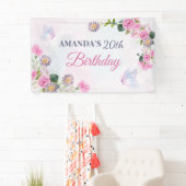 Banderoles Papillon rose violet à aquarelle (En situation)