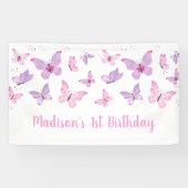 Banderoles Papillon rose violet Anniversaire (Horizontal)