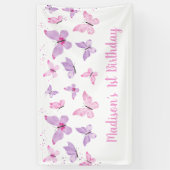 Banderoles Papillon rose violet Anniversaire (Vertical)