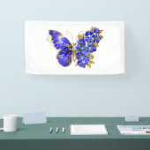 Banderoles Papillon saphir à fleurs (Salon professionnel)
