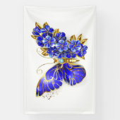 Banderoles Papillon saphir à fleurs (Verticale)