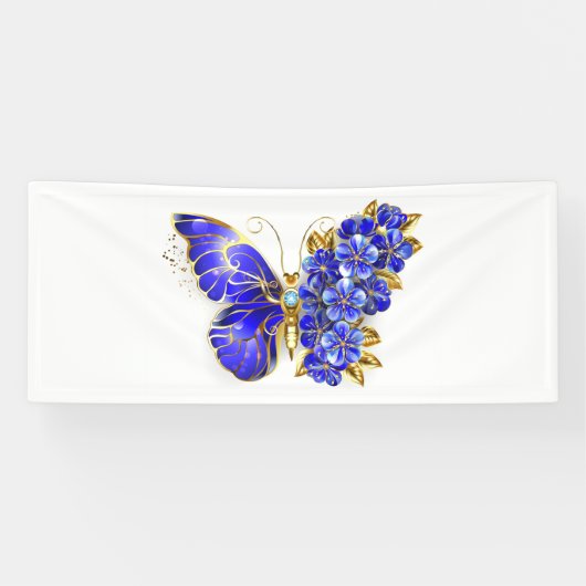 Banderoles Papillon Saphir Fleur (Horizontal)