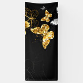 Banderoles Papillons blancs et dorés (Vertical)