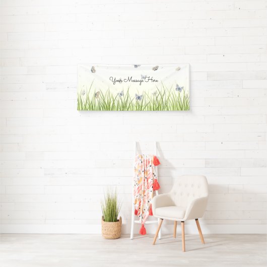 Banderoles Papillons bleus et crème Charming Garden Scène B (En situation)