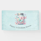 Banderoles Papillons Capricieux dans un Pot d'Anniversaire (Horizontal)