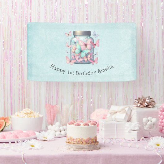 Banderoles Papillons Capricieux dans un Pot d'Anniversaire (Fête)