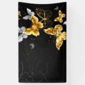 Banderoles Papillons d'or et de blanc (Vertical)