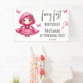 Banderoles Papillons Fée Rose Magique Baguette Premier annive (En situation)