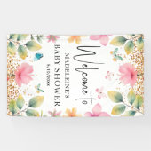 Banderoles Papillons Fleurs Baby shower rose Accueil (Horizontal)