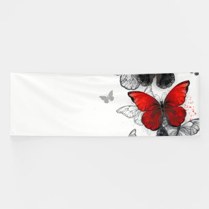 Banderoles Papillons Morpho Noirs et Rouges en Vol