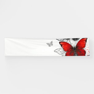Banderoles Papillons Morpho Noirs et Rouges en Vol