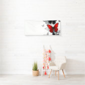 Banderoles Papillons noirs et rouges volants (En situation)