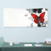 Banderoles Papillons noirs et rouges volants (Salon professionnel)