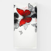 Banderoles Papillons noirs et rouges volants (Verticale)