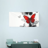 Banderoles Papillons noirs et rouges volants (Salon professionnel)