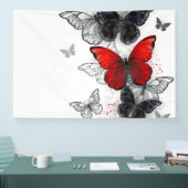 Banderoles Papillons noirs et rouges volants (Salon professionnel)