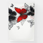Banderoles Papillons noirs et rouges volants (Verticale)