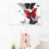 Banderoles Papillons noirs et rouges volants (Insitu)