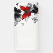 Banderoles Papillons noirs et rouges volants (Verticale)