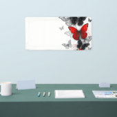 Banderoles Papillons noirs et rouges volants (Salon professionnel)