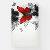 Banderoles Papillons noirs et rouges volants (Verticale)