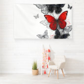Banderoles Papillons noirs et rouges volants (Insitu)