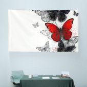 Banderoles Papillons noirs et rouges volants (Salon professionnel)