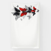 Banderoles Papillons noirs et rouges volants (Verticale)