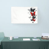Banderoles Papillons noirs et rouges volants (Salon professionnel)