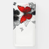 Banderoles Papillons noirs et rouges volants (Verticale)