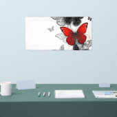 Banderoles Papillons noirs et rouges volants (Salon professionnel)