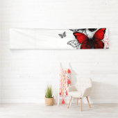 Banderoles Papillons noirs et rouges volants (En situation)