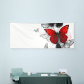 Banderoles Papillons noirs et rouges volants (Salon professionnel)