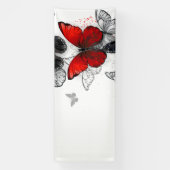 Banderoles Papillons noirs et rouges volants (Verticale)