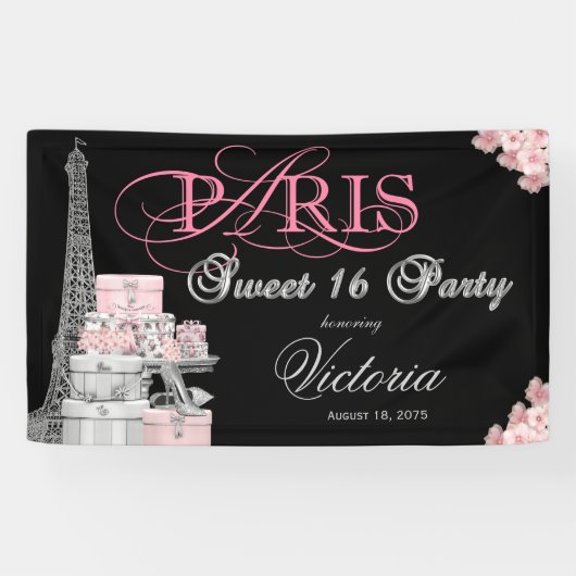 Banderoles Paris Sweet 16 Party (Horizontal)