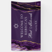 Banderoles Parti Bat mitzvah d'âge or violet chic (Vertical)